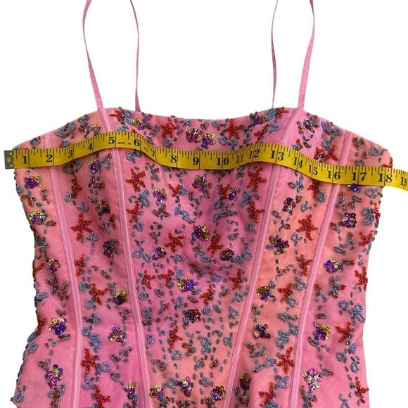 PRECIOUS FORMALS Pink Beaded Formal Dress Size 8 - Picture 10 of 17